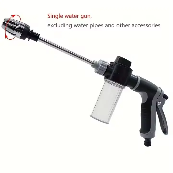 High‑Pressure Car Washing Water Gun with Long Handle Foam Kettle, Metal Joint Car Wash Sprayer Nozzle for RV External Cleaning Garden Water Hose Shower Watering