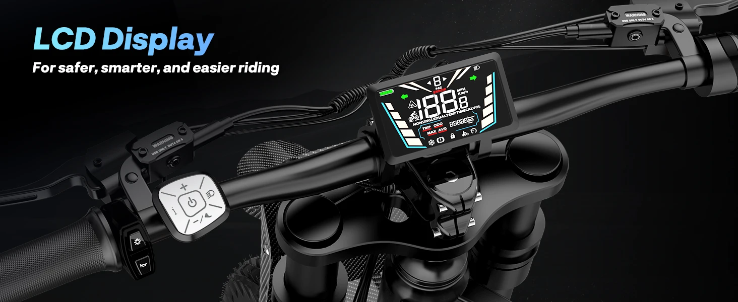 Bopzin Peak 3000W Q8 Electric Dirt Bike for Adults 45MPH 25โโ Fat Tire Battery 60V 35AH Off-Road Mountain Bike