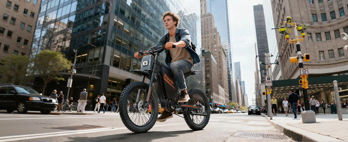 Bopzin Peak 3000W Q8 Electric Dirt Bike for Adults 45MPH 25โโ Fat Tire Battery 60V 35AH Off-Road Mountain Bike