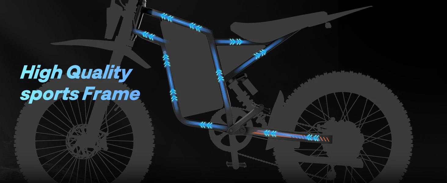 Bopzin Peak 3000W Q8 Electric Dirt Bike for Adults 45MPH 25โโ Fat Tire Battery 60V 35AH Off-Road Mountain Bike