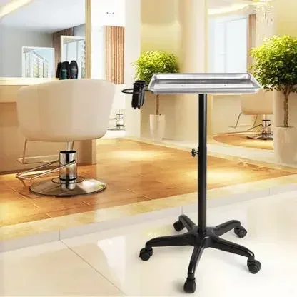 Salon Hairdressing Trolley Cart Adjustable Height Rolling Beauty Tray Stand with Wheels for Barber Shop Hair Styling Tool Storage