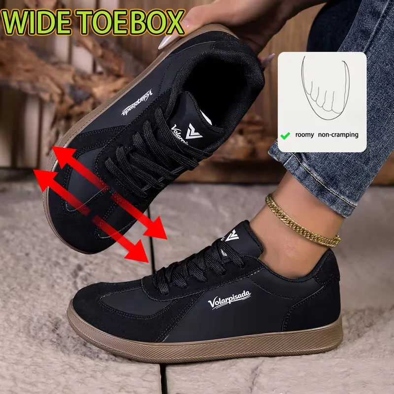 2026 New Women Wide Toe Box Retro Sneakers Soft Flat Gum Sole Lace Up Casual Trainers Ladies Lightweight Comfort Walking Shoes Fashion Color Matching Low Top Vintage German Trainer Daily Outdoor Shopping Street Footwear Plus Size 35-43 Non Slip Breathable