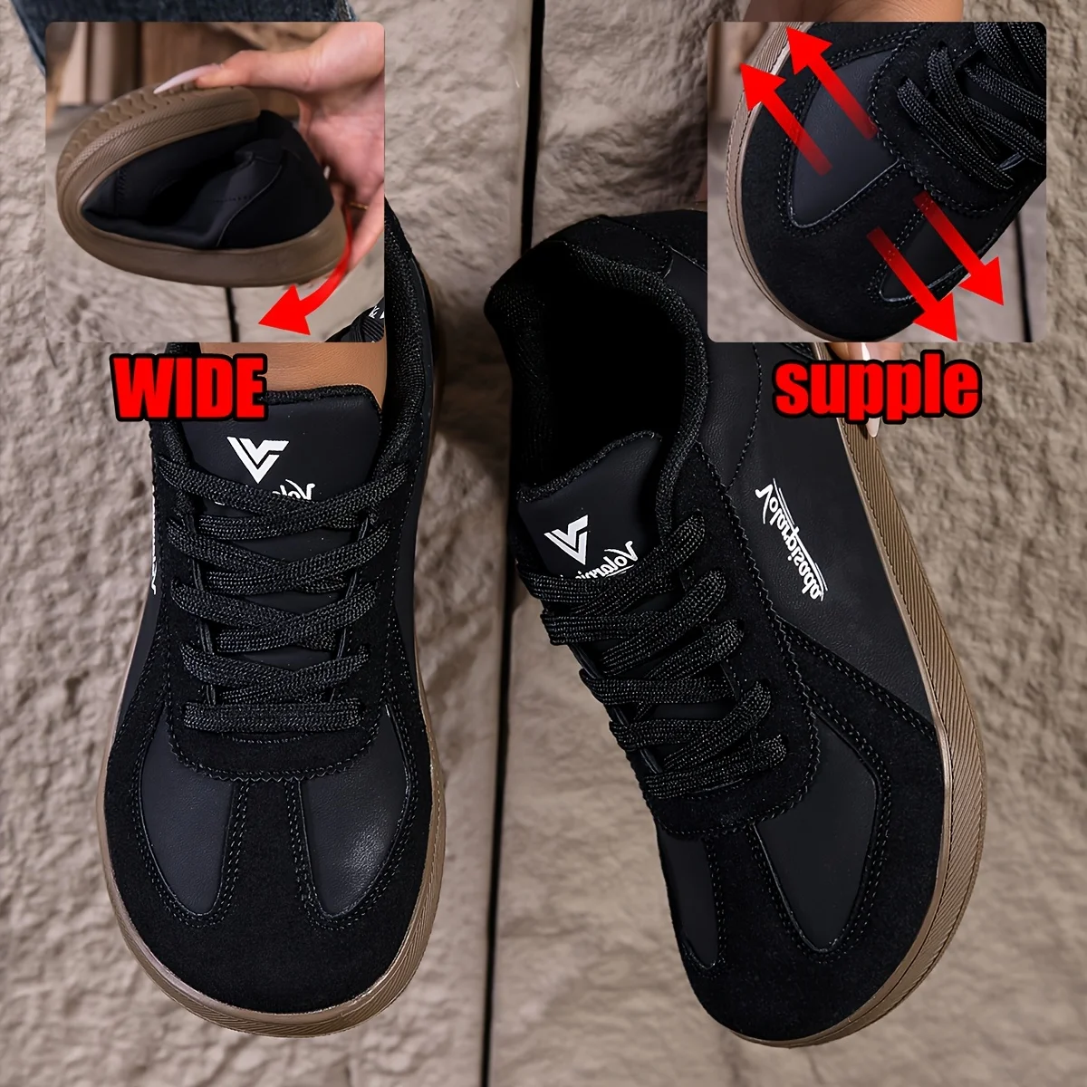 2026 New Women Wide Toe Box Retro Sneakers Soft Flat Gum Sole Lace Up Casual Trainers Ladies Lightweight Comfort Walking Shoes Fashion Color Matching Low Top Vintage German Trainer Daily Outdoor Shopping Street Footwear Plus Size 35-43 Non Slip Breathable