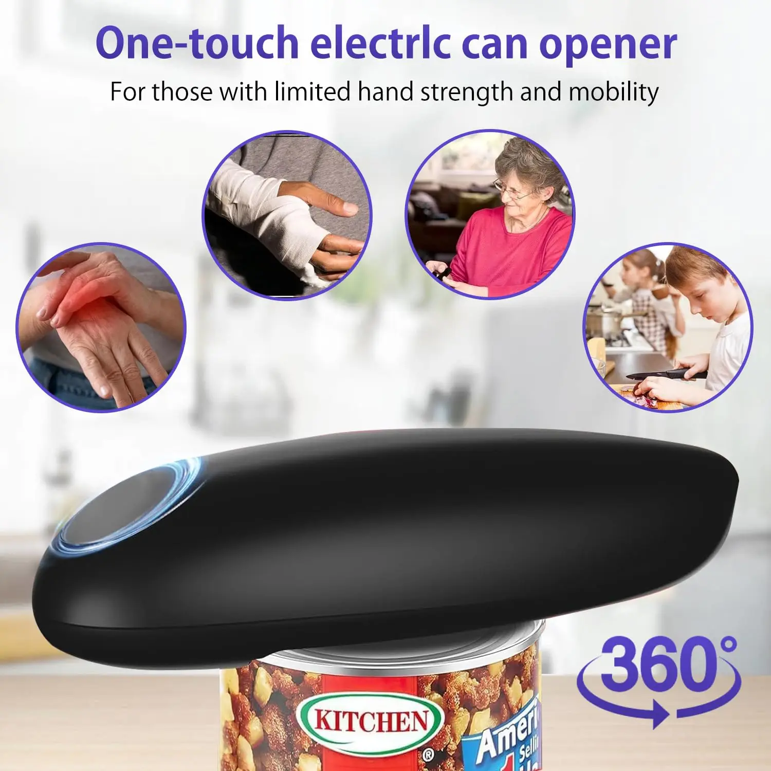 Professional Electric Can Opener,an Excellent Kitchen Gadget,one-touch Can Opener Design, Suitable for The Elderly and Arthritis