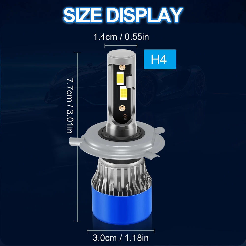 Roadsun H4 Hi&Lo Beam LED Headlight Bulbs 120W 22000LM CANBUS Super Bright 9003 LED Car Headlamps 6000K DC12V 3570 CSP Chips Auto Light Bulbs Universal Fit for Car Motors