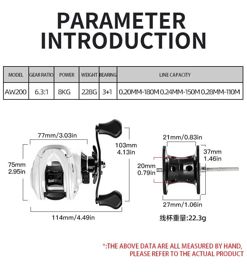 BILLINGS Baitcasting Reel 8KG Max Drag 6.3:1 Gear Ratio Magnetic Brake System Baitcaster Fishing Reel, Freshwater & Saltwater Casting Reel for Fishing