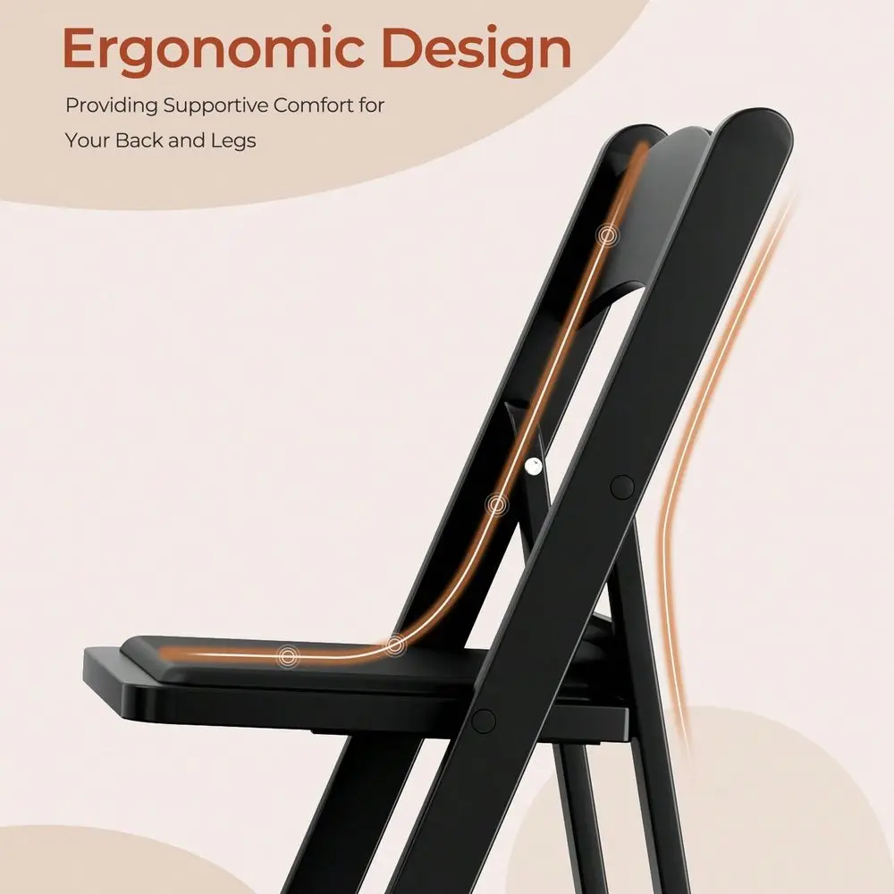 4pcs Resin Folding Chairs With Padded Seats, Indoor Outdoor Folding Chairs, Comfortable Foldable Chairs For Wedding, Party, Res