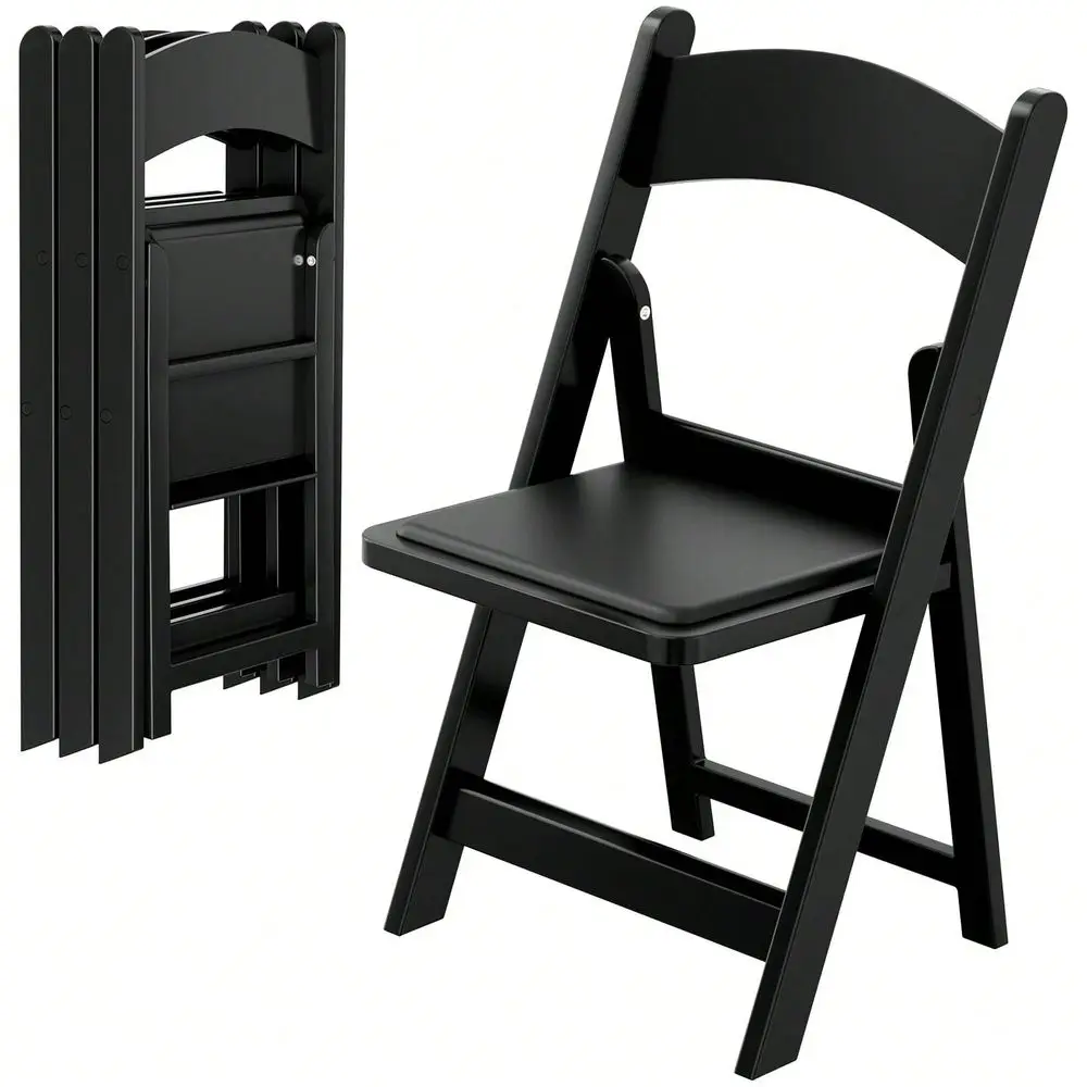 4pcs Resin Folding Chairs With Padded Seats, Indoor Outdoor Folding Chairs, Comfortable Foldable Chairs For Wedding, Party, Res