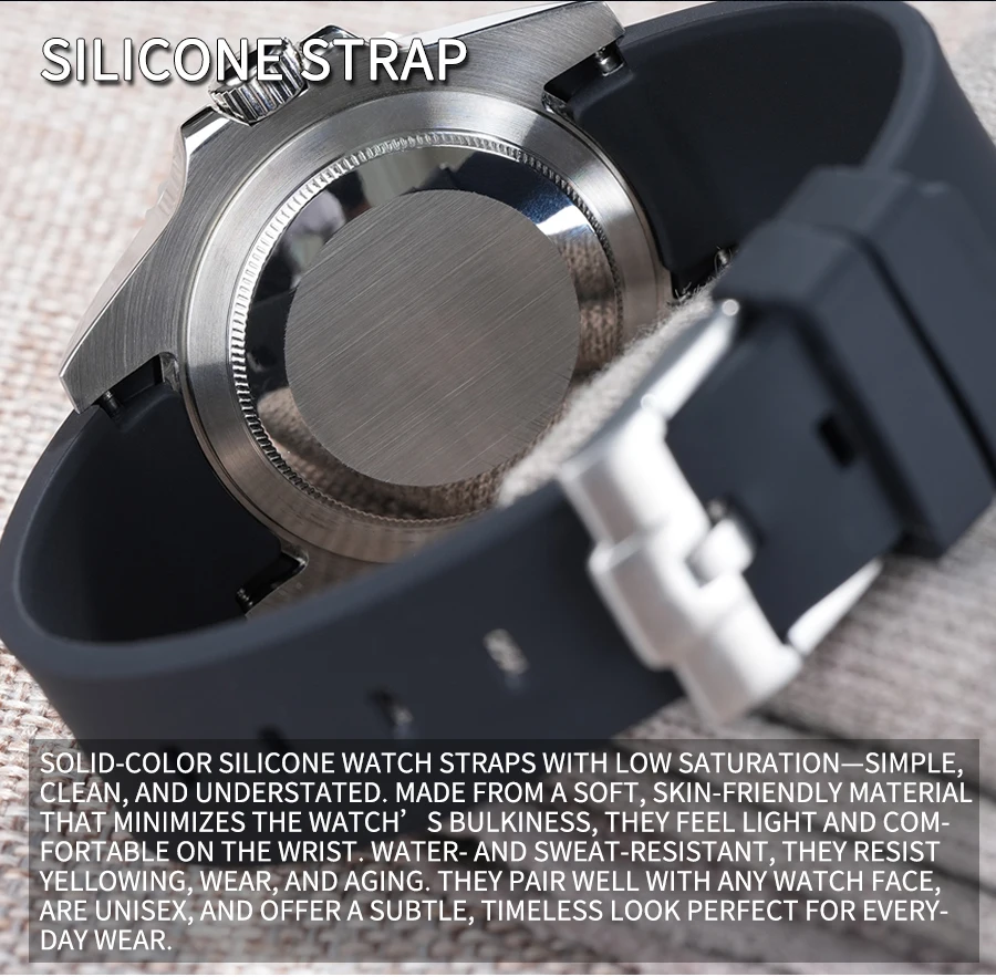 DEESIO Men Mechanical Watch Automatic Self-Winding Wristwatch 316L Stainless Steel Case 100M/10Bar Waterproof Luminous Date Calendar Display Sport Silicone Strap High Mineral Hardness Glass Male Business Casual Luxury Sporty Daily Wear Hot Gift Watches