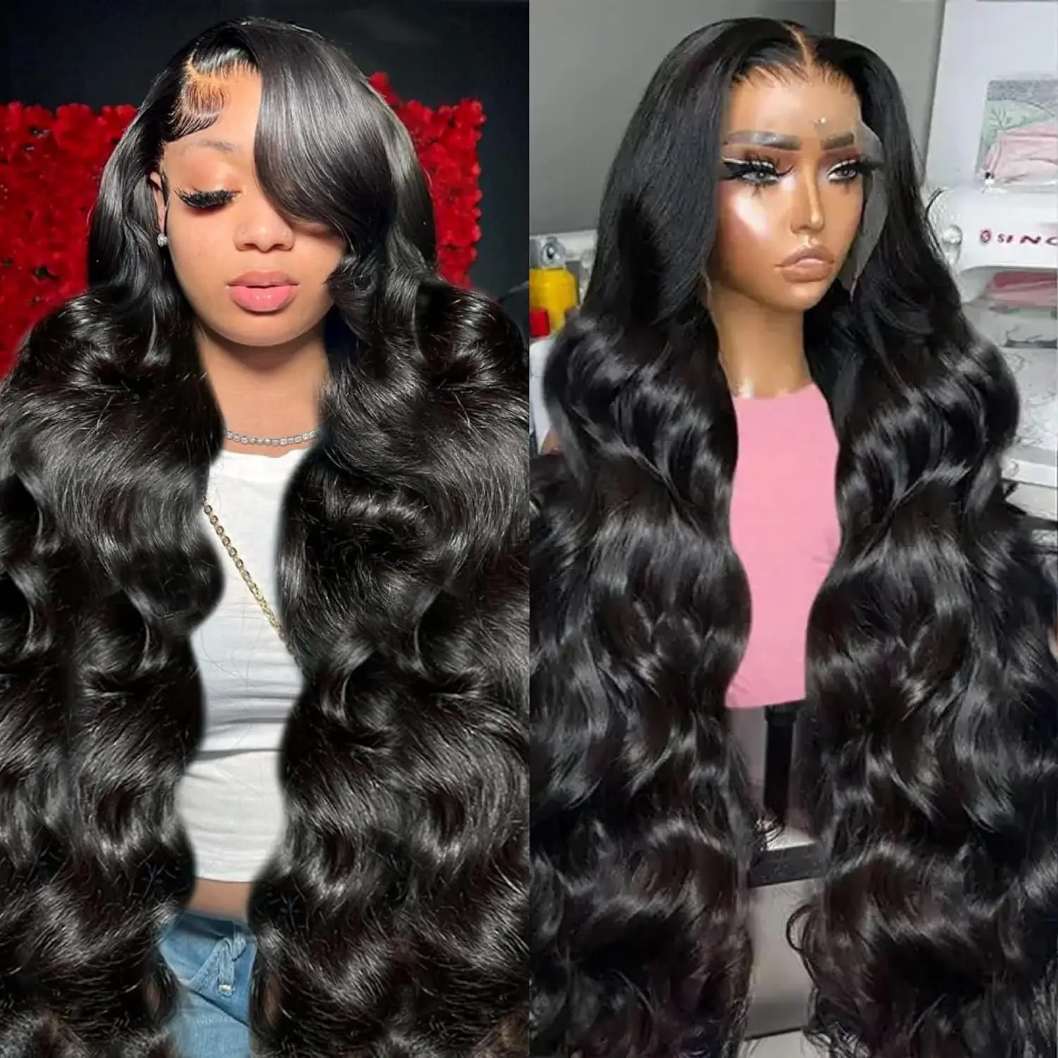 200 Density Body Wave 13x4 HD Transparent Lace Front Human Hair Wigs For Women 13x4 Lace Frontal Brazilian Wigs Pre Plucked with Natural Hairline