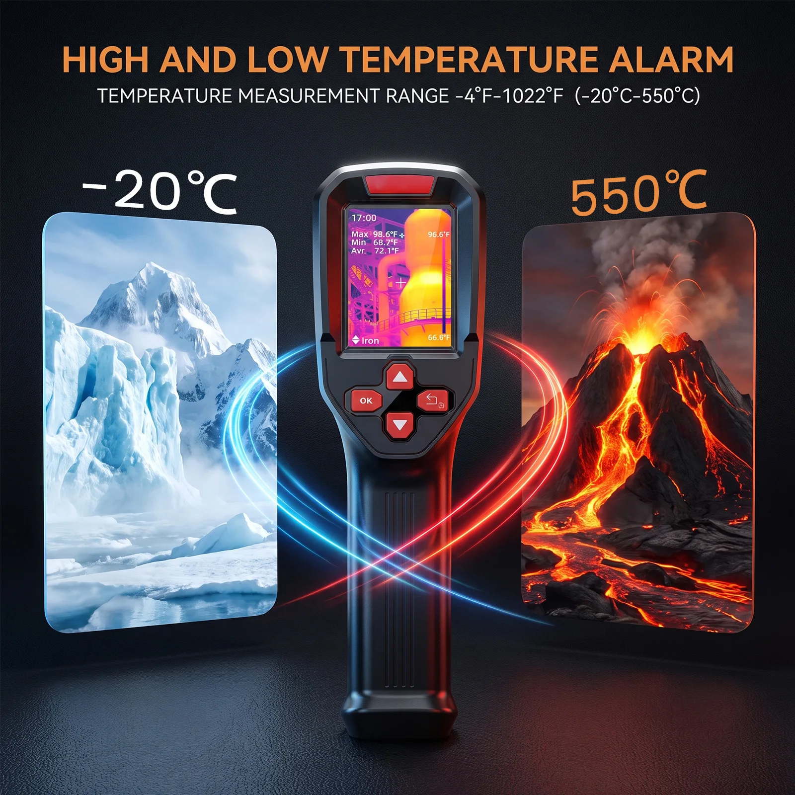 USB Rechargeable Thermal Imaging Camera 240*240 Super IR, -20℃~550℃ Waterproof Dustproof Anti-drop Handheld Thermal Imager For Electrical&Industrial Inspection Test
