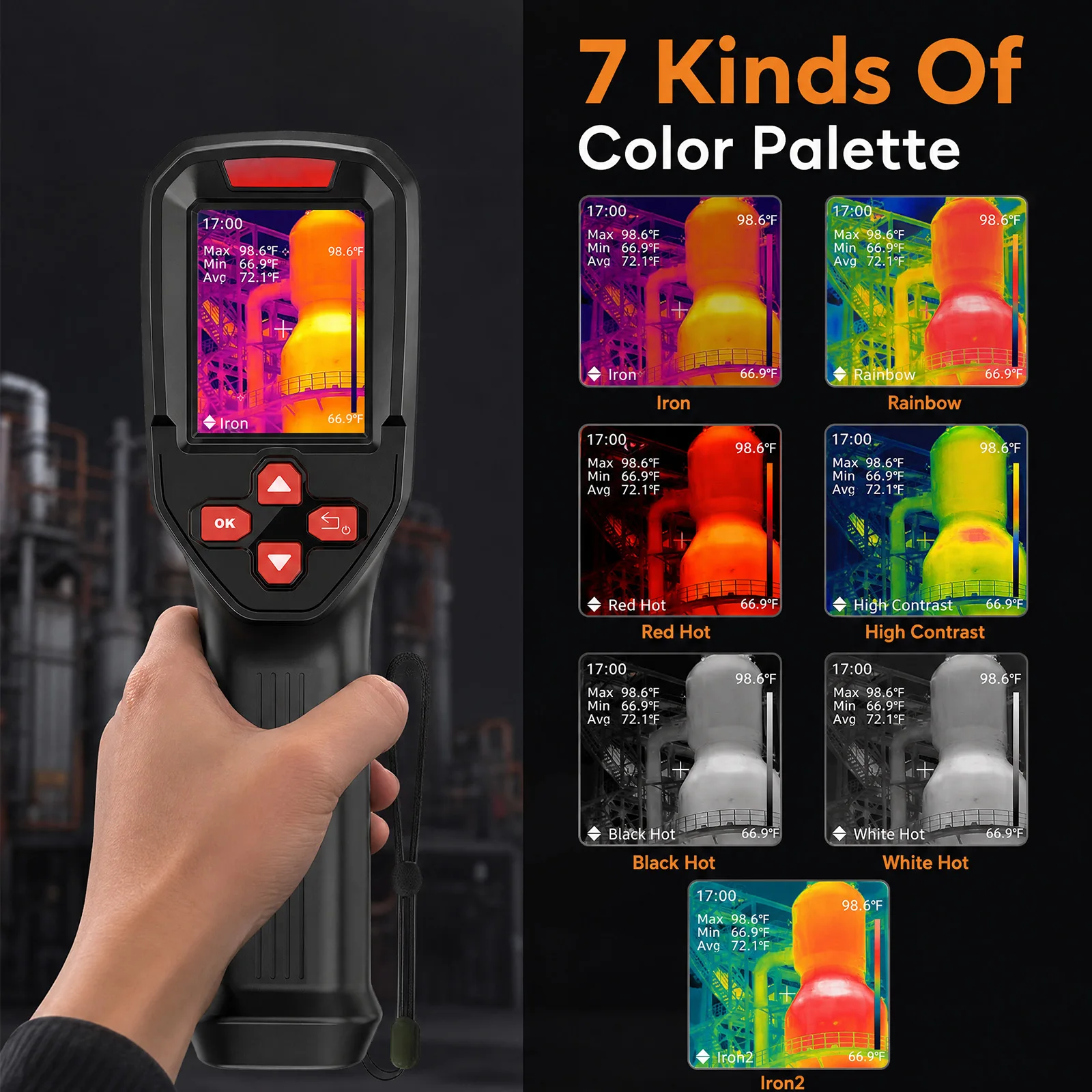 USB Rechargeable Thermal Imaging Camera 240*240 Super IR, -20℃~550℃ Waterproof Dustproof Anti-drop Handheld Thermal Imager For Electrical&Industrial Inspection Test