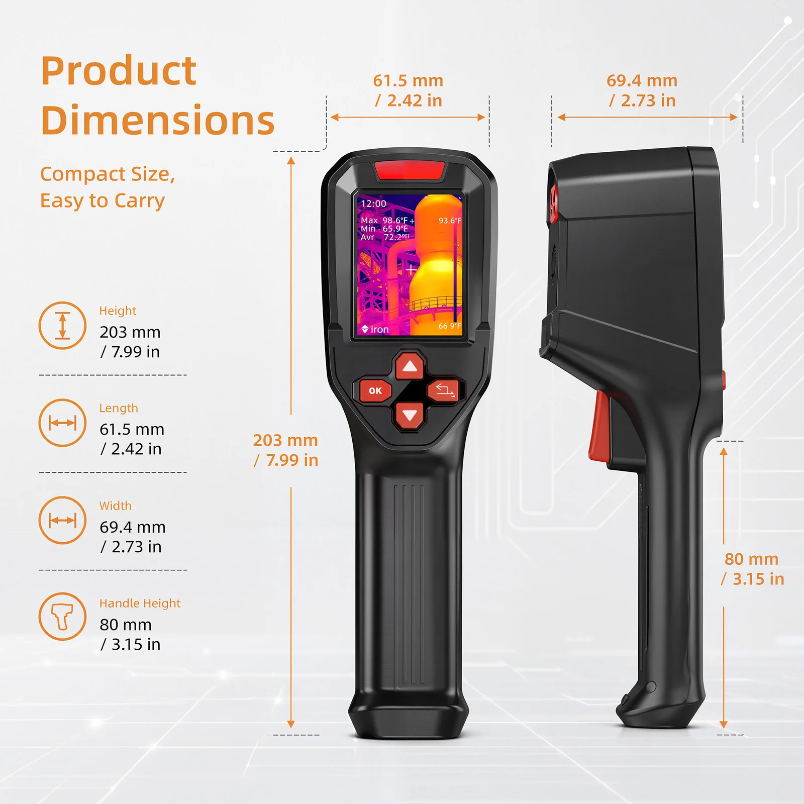 USB Rechargeable Thermal Imaging Camera 240*240 Super IR, -20℃~550℃ Waterproof Dustproof Anti-drop Handheld Thermal Imager For Electrical&Industrial Inspection Test