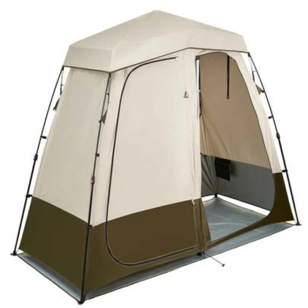 Camping Shower Tent 2 Room Foldable Privacy Tent with Carry Bag Ground Stakes Ropes and Crossbar 150D Oxford Silver Coating Portable Dressing Room for Camping Beach Fishing Outdoor Changing Toilet