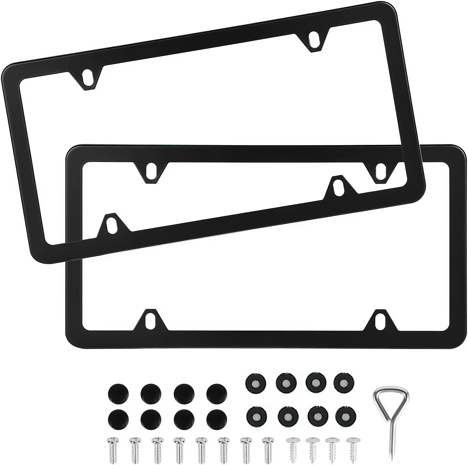 2 Pcs Stainless Steel Metal US-Spec Car License Plate Frame Tag Cover Screws and Wrench US Size High Quality Waterproof Anti-corrosion Plate