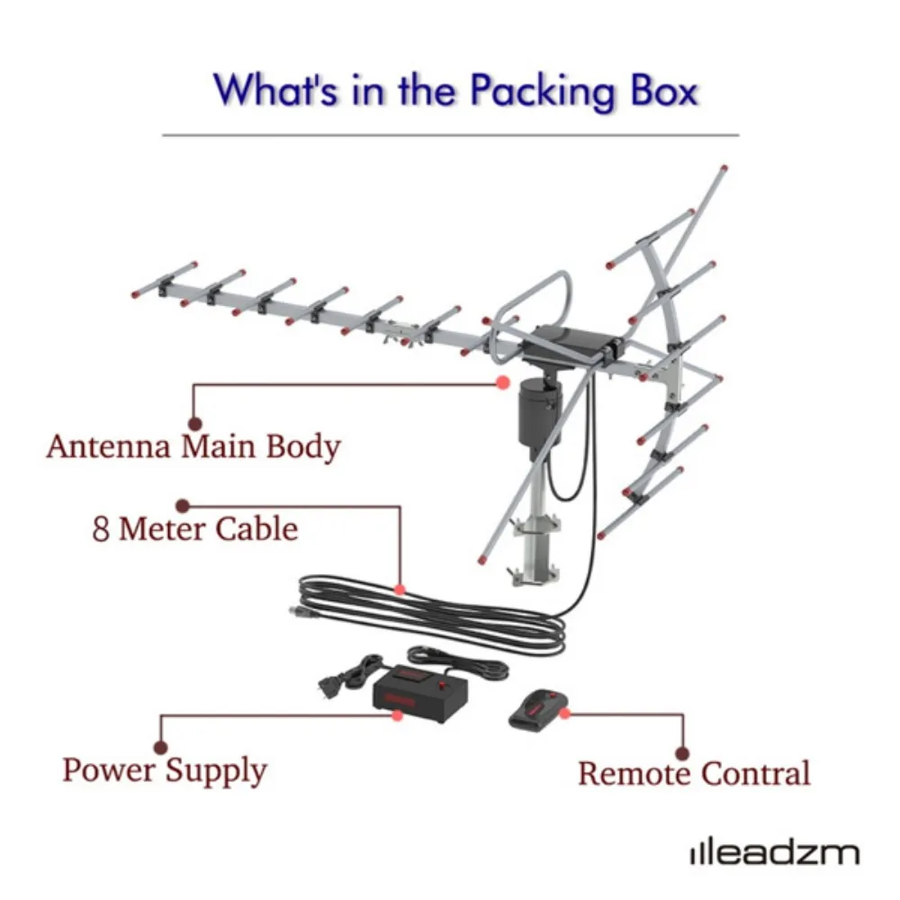 Ta-001 360 ° Rotation Uv 45-230Mhz/470-860Mhz 15-22Db Outdoorn Antenna 110 Miles Reception Range