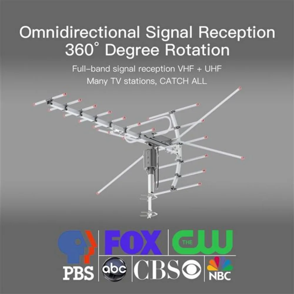 Ta-001 360 ° Rotation Uv 45-230Mhz/470-860Mhz 15-22Db Outdoorn Antenna 110 Miles Reception Range