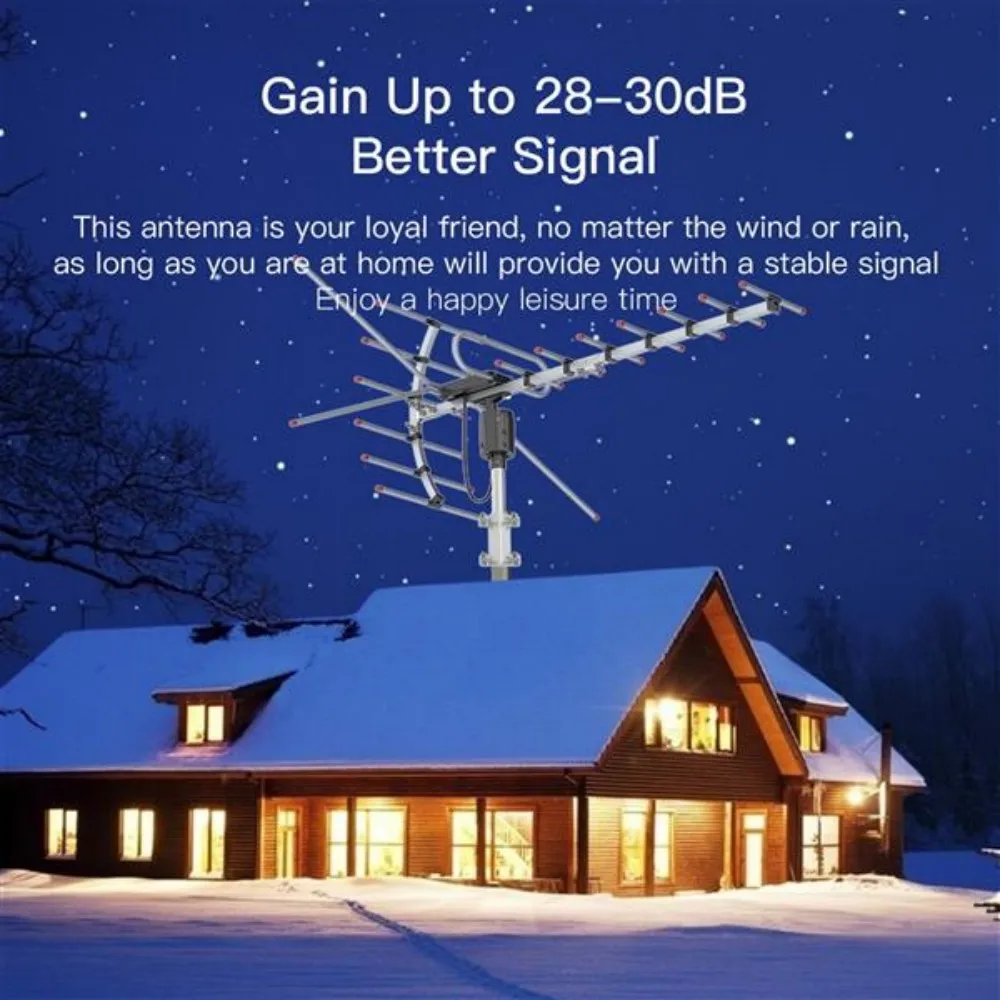 Ta-001 360 ° Rotation Uv 45-230Mhz/470-860Mhz 15-22Db Outdoorn Antenna 110 Miles Reception Range