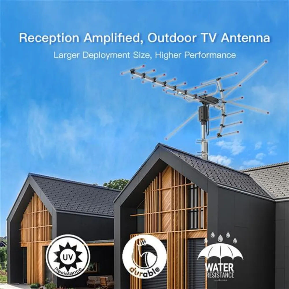 Ta-001 360 ° Rotation Uv 45-230Mhz/470-860Mhz 15-22Db Outdoorn Antenna 110 Miles Reception Range