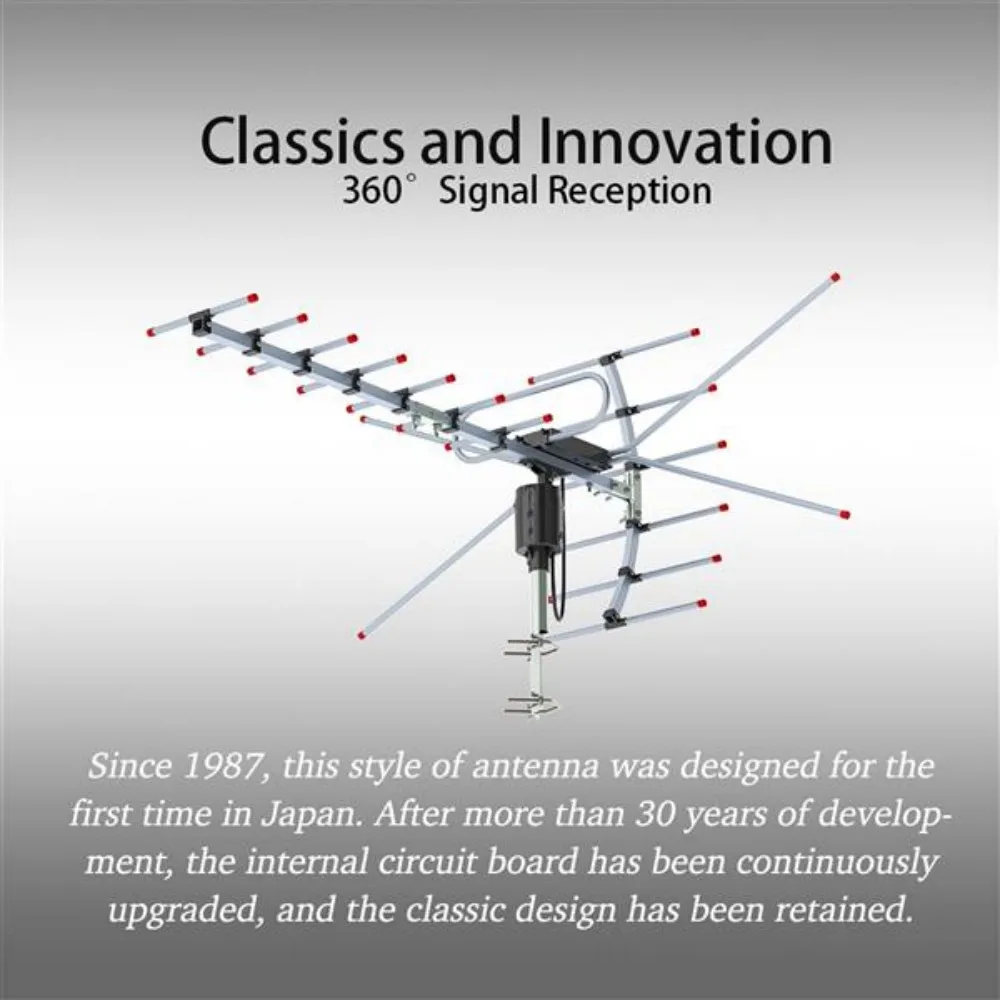 Ta-001 360 ° Rotation Uv 45-230Mhz/470-860Mhz 15-22Db Outdoorn Antenna 110 Miles Reception Range