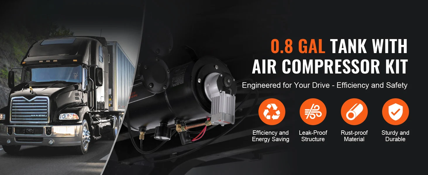 SucceBuy 12V Air Compressor with Tank 0.8Gal/3L Train Horn Air Compressor 120 psi Working Pressure Onboard Air Compressor System