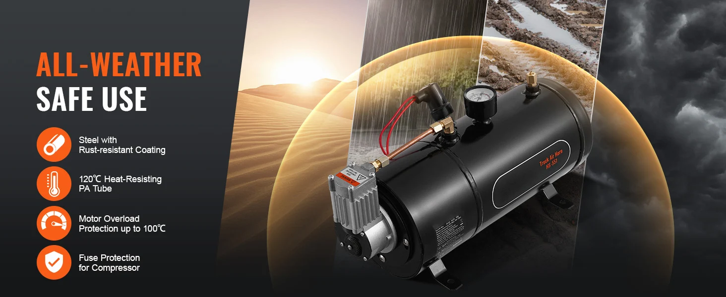 SucceBuy 12V Air Compressor with Tank 0.8Gal/3L Train Horn Air Compressor 120 psi Working Pressure Onboard Air Compressor System
