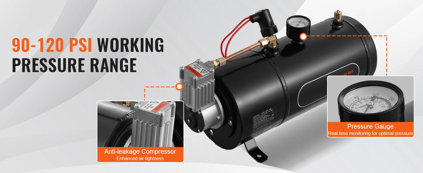 SucceBuy 12V Air Compressor with Tank 0.8Gal/3L Train Horn Air Compressor 120 psi Working Pressure Onboard Air Compressor System