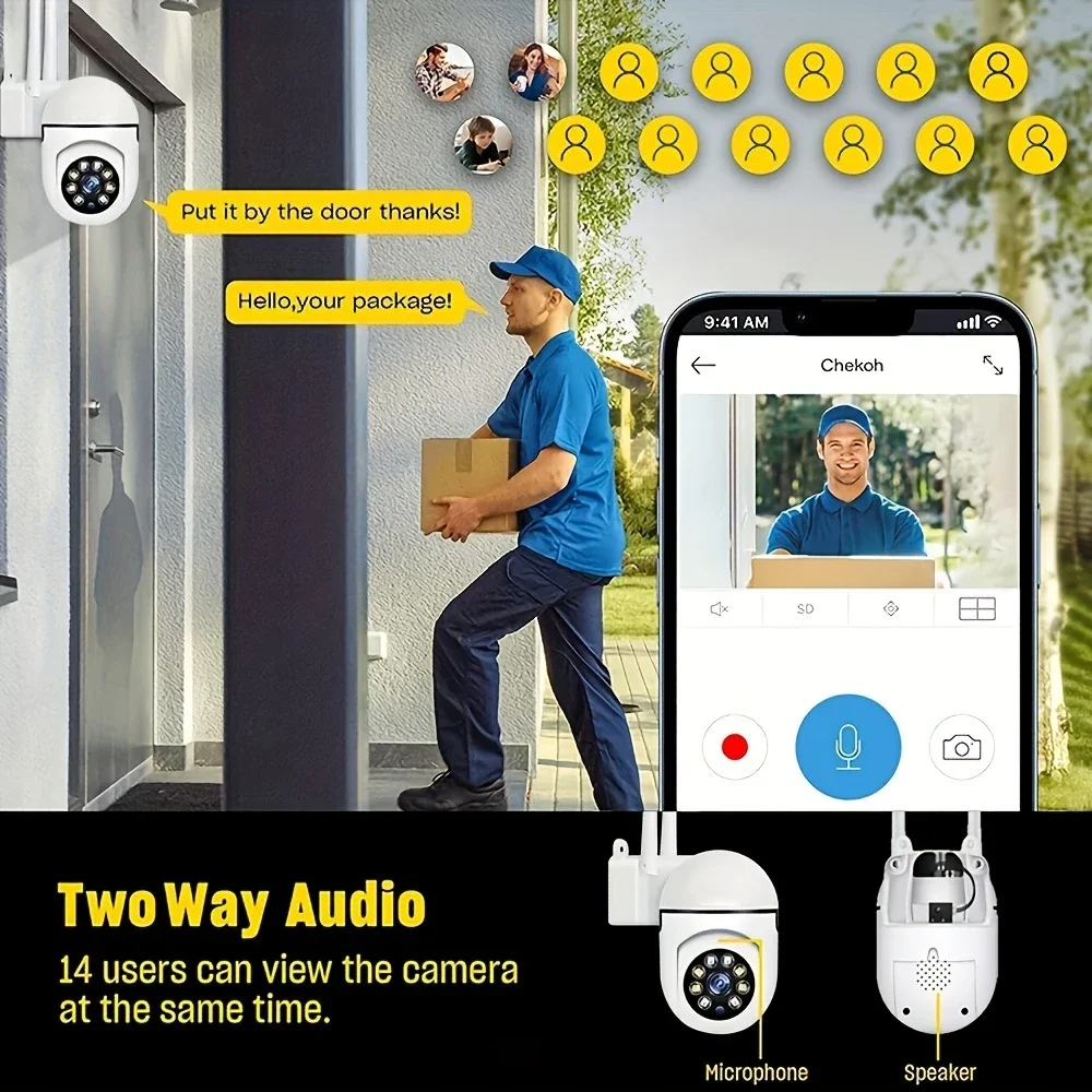 1080P WiFi Bulb Surveillance Camera Color Night Vision Motion Tracking Indoor Outdoor Security Monitor Camera Y108
