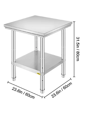 SucceBuy Stainless Steel Kitchen Work Bench Commercial Catering Table Worktable with Undershelf for Restaurant Garage