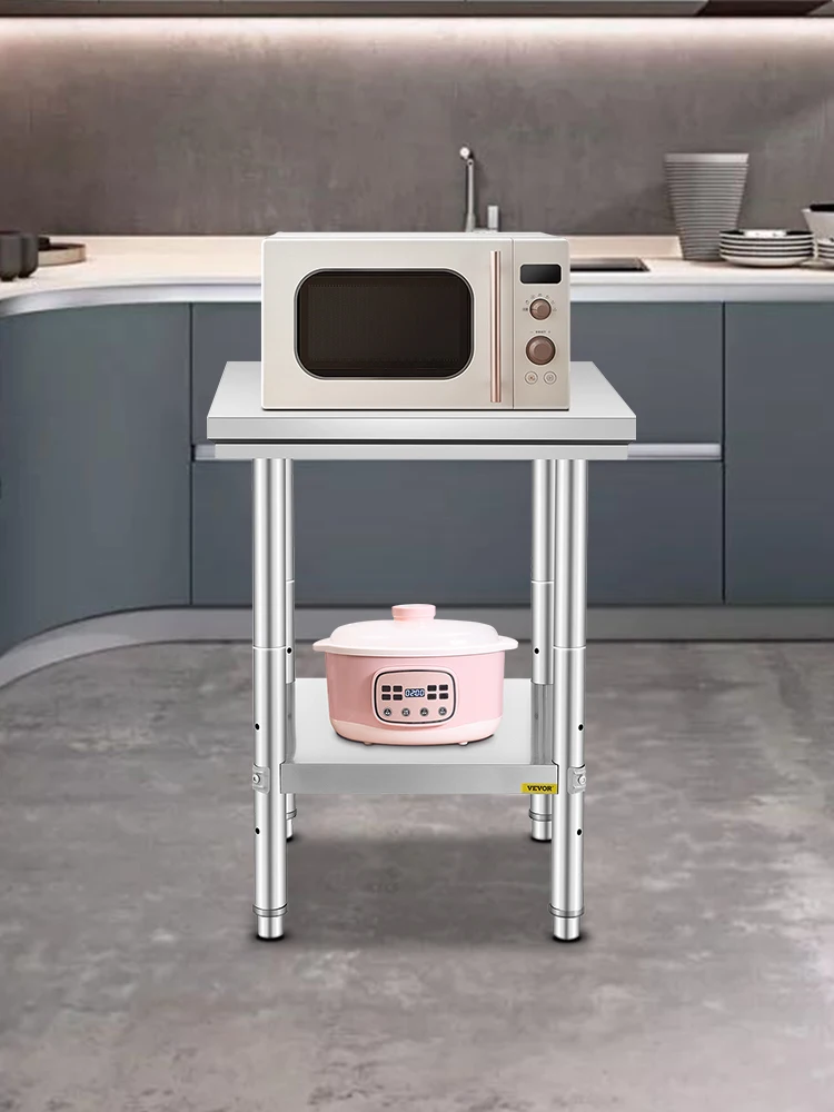 SucceBuy Stainless Steel Kitchen Work Bench Commercial Catering Table Worktable with Undershelf for Restaurant Garage