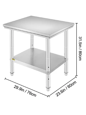 SucceBuy Stainless Steel Kitchen Work Bench Commercial Catering Table Worktable with Undershelf for Restaurant Garage