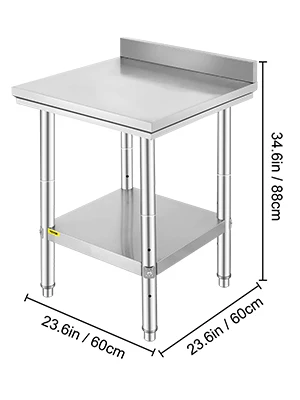SucceBuy Stainless Steel Kitchen Work Bench Commercial Catering Table Worktable with Undershelf for Restaurant Garage