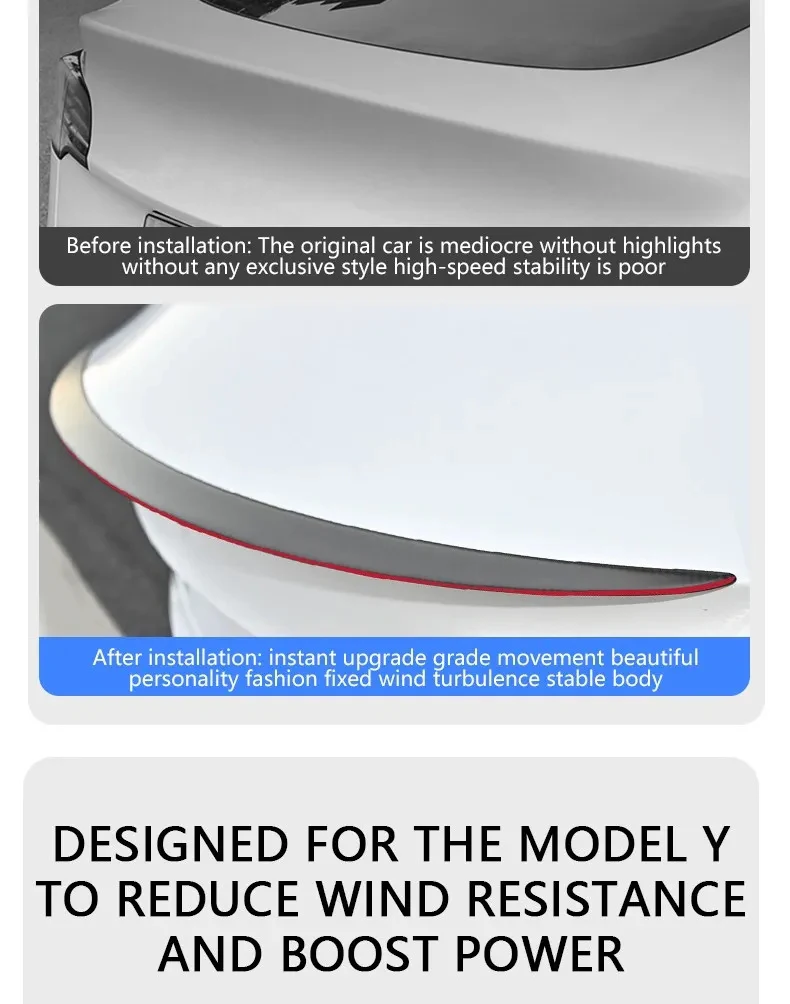 Real Carbon Fiber Spoiler for Tesla Mode Y 2024 - 2020 Accessories Car Rear Trunk Tail Wing Original Spoiler Modification Parts