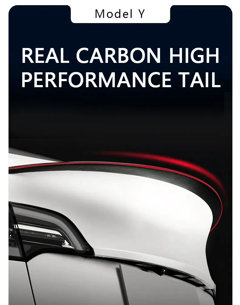 Real Carbon Fiber Spoiler for Tesla Mode Y 2024 - 2020 Accessories Car Rear Trunk Tail Wing Original Spoiler Modification Parts
