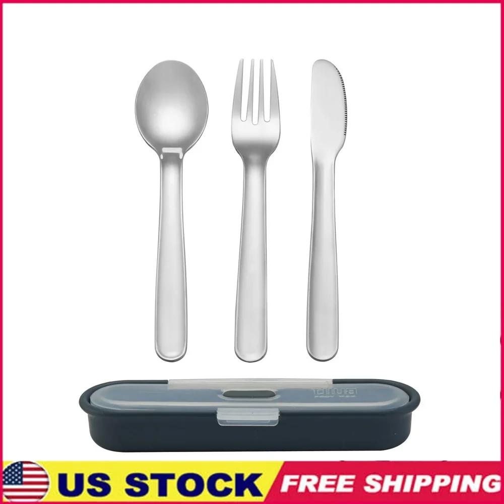 Gourmet 4 Piece Cutlery Set with Stainless Steel Utensils in Case in Gray