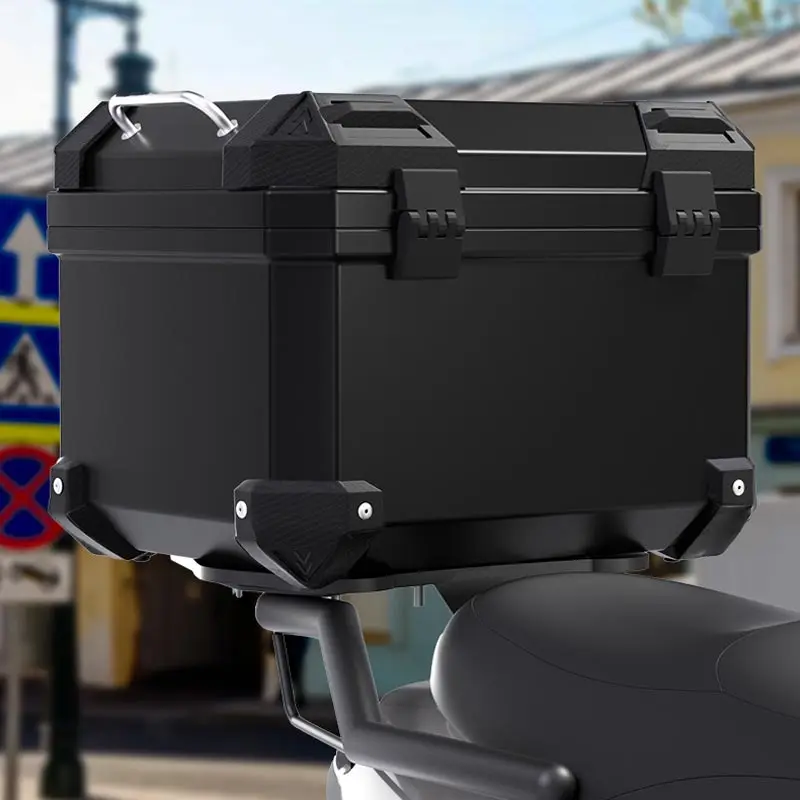 Universal Motorcycle Top Case Waterproof Motorbike Trunk Tail Box with Stainless Steel Anti-Theft Lock For Helmet Luggage