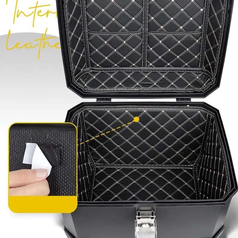 Universal Motorcycle Top Case Waterproof Motorbike Trunk Tail Box with Stainless Steel Anti-Theft Lock For Helmet Luggage