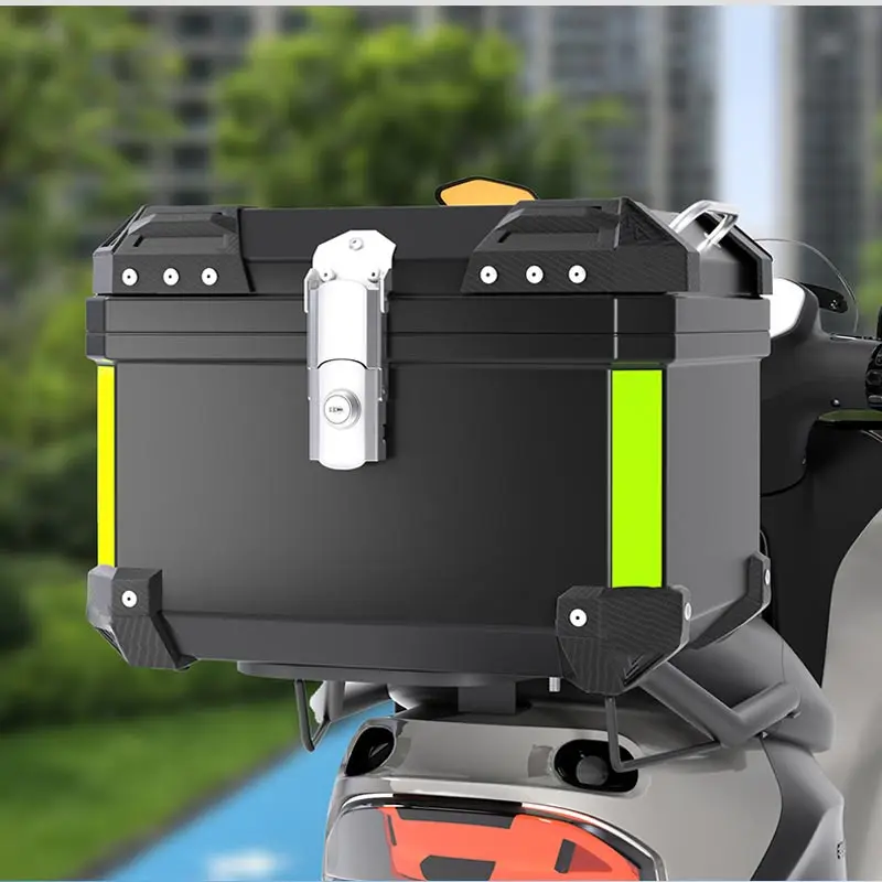 Universal Motorcycle Top Case Waterproof Motorbike Trunk Tail Box with Stainless Steel Anti-Theft Lock For Helmet Luggage