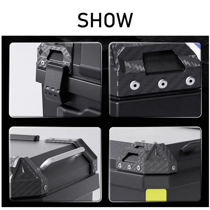 Universal Motorcycle Top Case Waterproof Motorbike Trunk Tail Box with Stainless Steel Anti-Theft Lock For Helmet Luggage