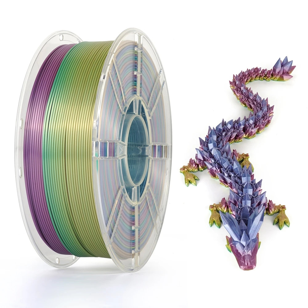 KINGROON Rainbow Silk PLA Filament 1.75mm 1KG Multicolor Gradient 3D Printer Materials Color Change Smooth Silky PLA Plastic New