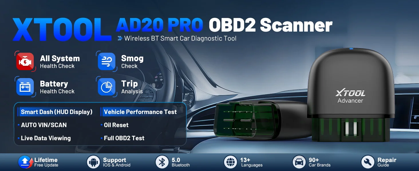XTOOL Advancer AD20Pro OBD2 Diagnostic Tool Bluetooth 5.0 OBD2 Scanner All System Diagnosis Lifetime Free Update PK ELM327 AD20