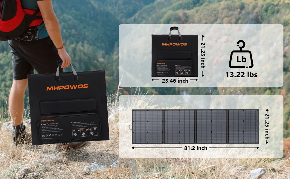 MHPOWOS 220W 40V Portable Solar Panel Waterproof Foldable Solar Panel Power Backup Solar Charger for Power Station RV Camping