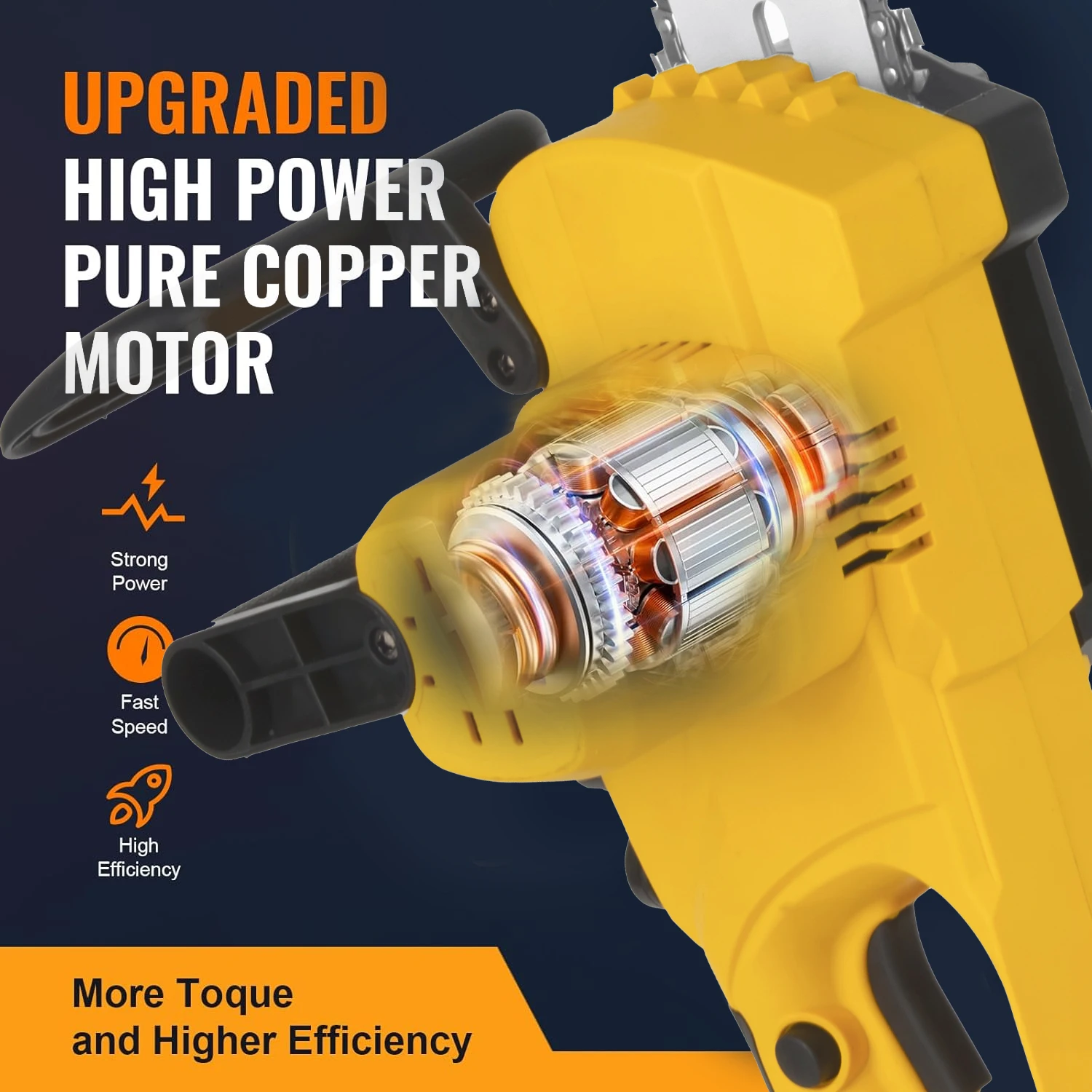 12 Inch 1200W Chainsaw Handheld Household Convenient Electric Cutting Tool with Two Batteries for Cutting Tree Branches and Wood