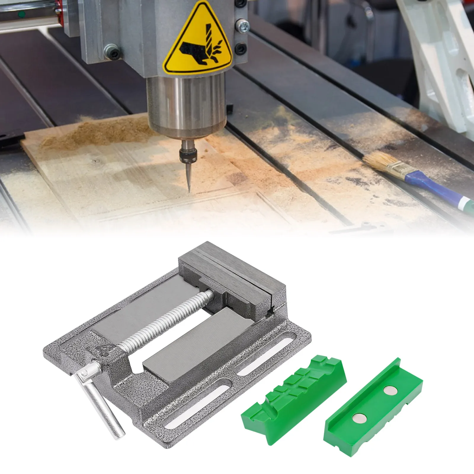 4 Inch Drill Press Vice Bench Clamp with Magnetic Vise Pads, 360° Swivel Handle for Milling Machine Drilling & Workshop Use