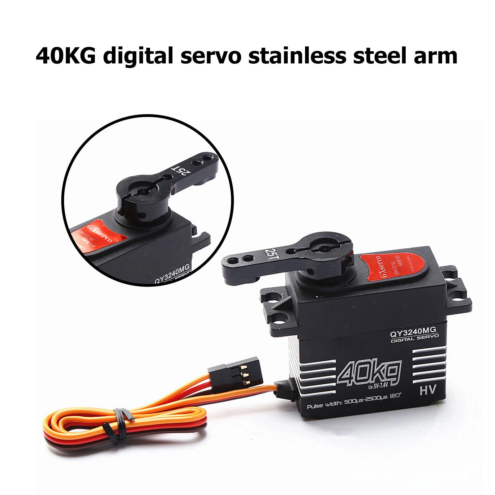40KG Waterproof High-Speed Digital Servo High Torque Metal Gear With 25T Servo Arm Digital Servo Kit For 1/8 1/10 Scale RC Car