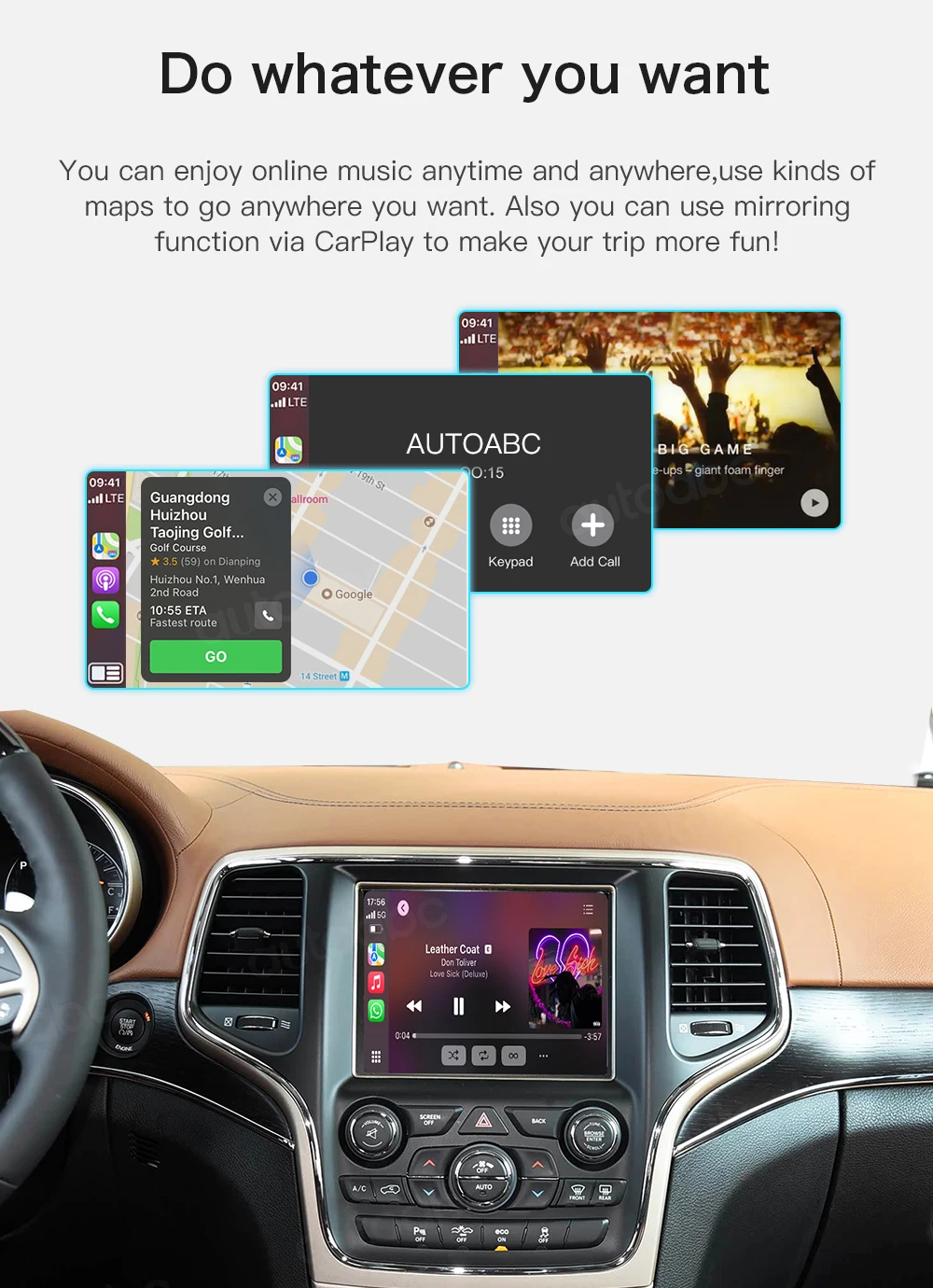 Wireless CarPlay Android Auto For Dodge Challenger Chrysler 300C Jeep 2014-2019 OEM Car Interface Upgrade MuItimedia Decoder Box