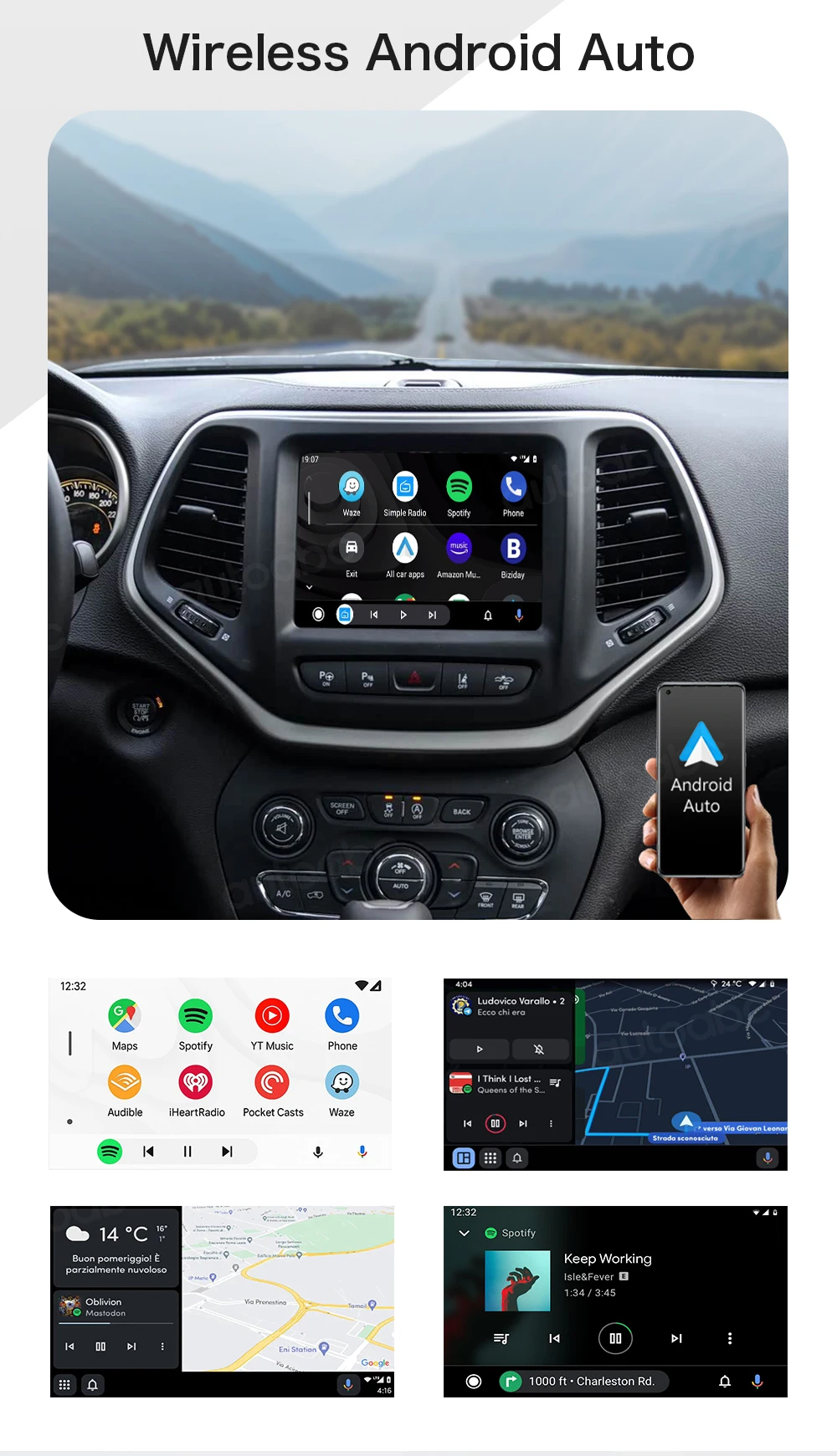 Wireless CarPlay Android Auto For Dodge Challenger Chrysler 300C Jeep 2014-2019 OEM Car Interface Upgrade MuItimedia Decoder Box