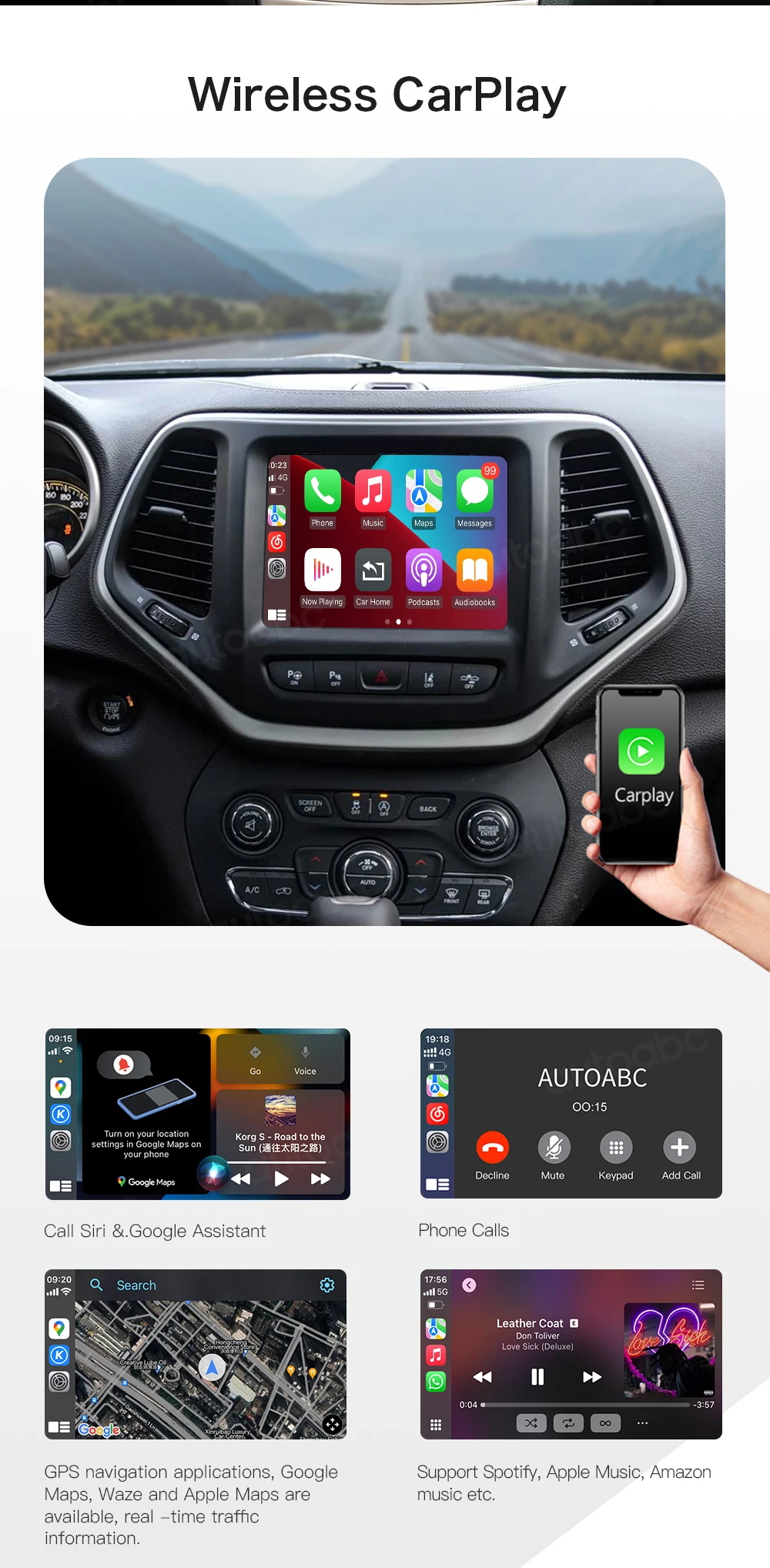 Wireless CarPlay Android Auto For Dodge Challenger Chrysler 300C Jeep 2014-2019 OEM Car Interface Upgrade MuItimedia Decoder Box