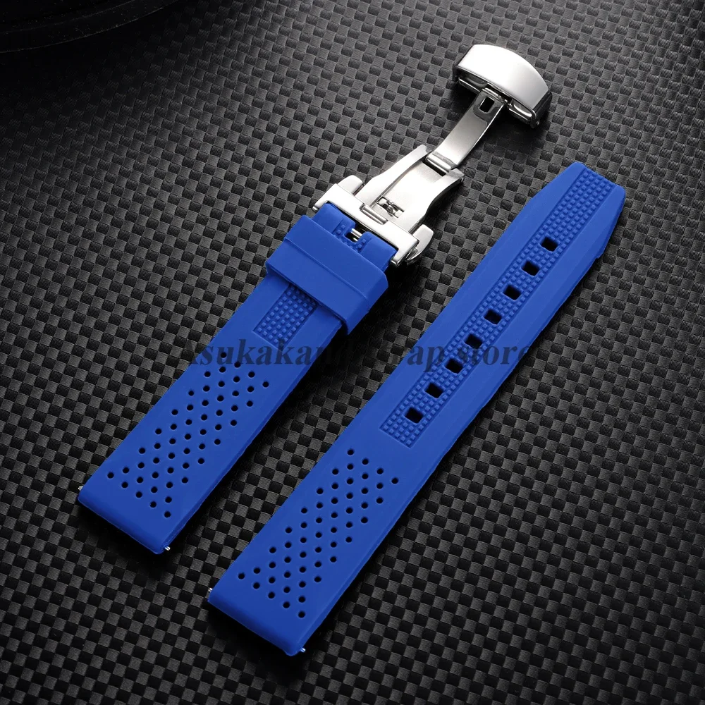 16mm 18mm 20mm 22mm 24mm for Seiko for Omega Rubber Watch Strap Quick Release Breathable Butterfly Band