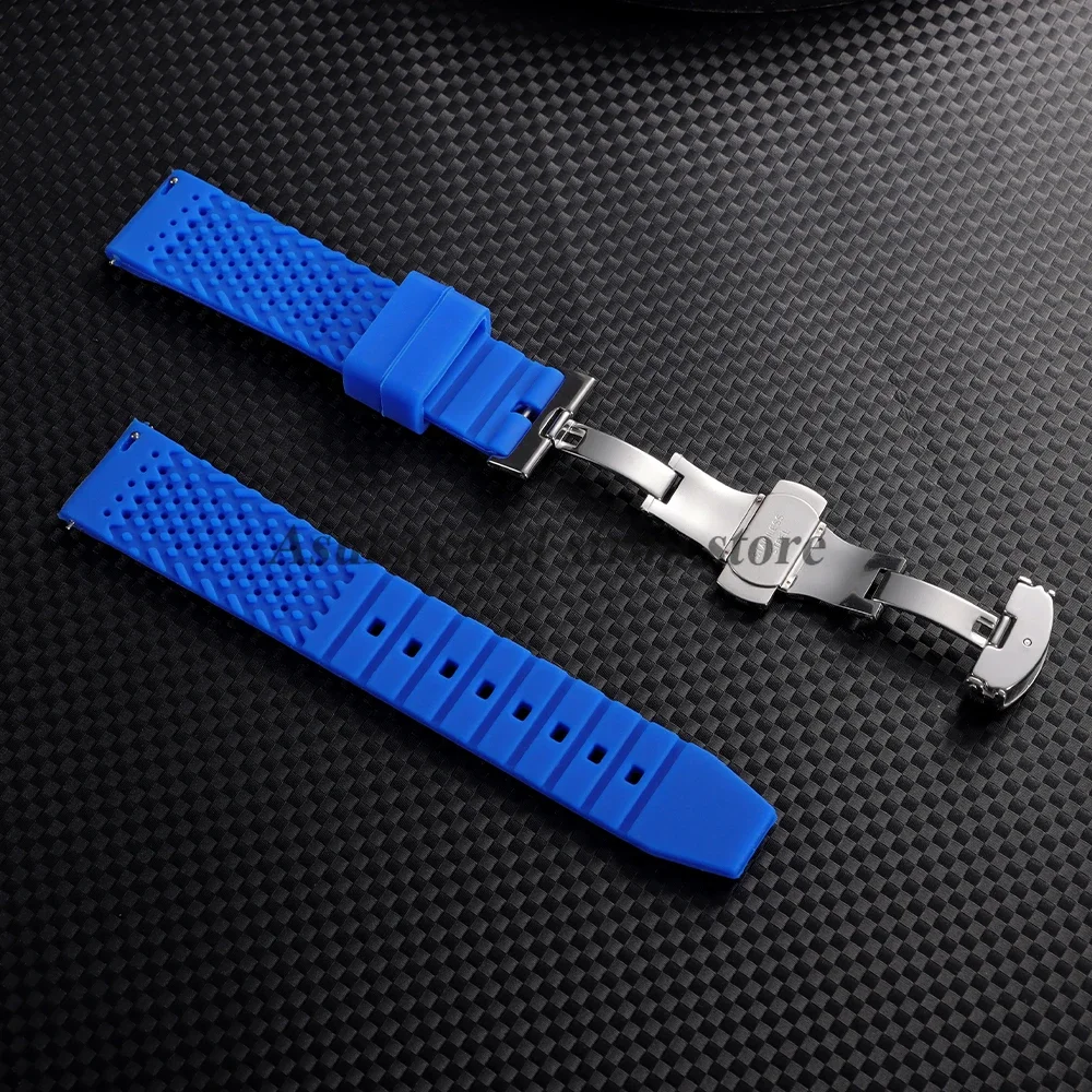 16mm 18mm 20mm 22mm 24mm for Seiko for Omega Rubber Watch Strap Quick Release Breathable Butterfly Band